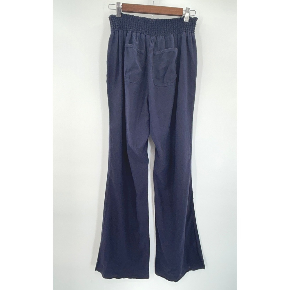 Ci Sono Navy Linen Blend Pants Wide Leg Pull On Casual Large coastal relaxed - Picture 4 of 7